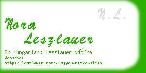 nora leszlauer business card